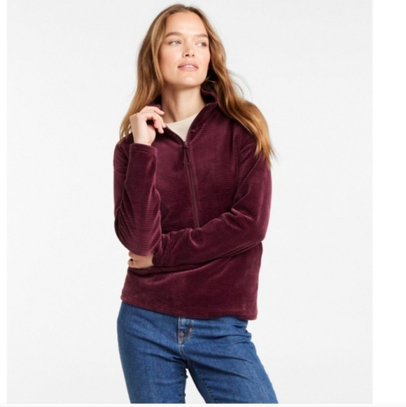 L.L. Bean Tops - L.L. Bean Soft Stretch Corduroy Pullover Half-Zip Size Medium